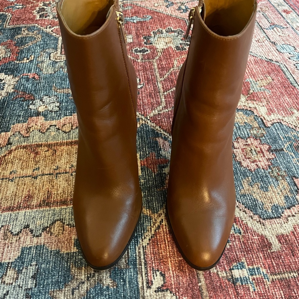 Coach Jemma Leather Ankle Boots 8.5 Dark Saddle